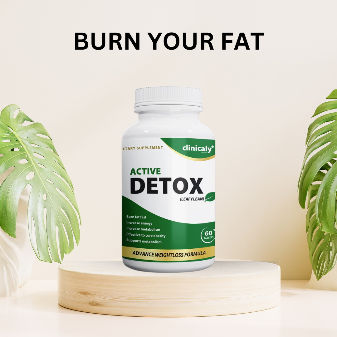 Active Detox bottle on display, herbal slimming tablets Pakistan