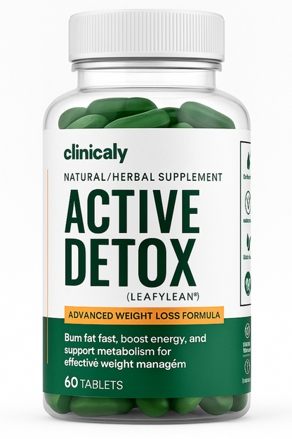 Active Detox tablets bottle front view with Clinicaly label